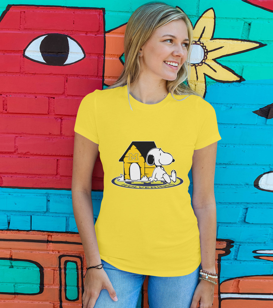 Michigan Wolverines Snoopy Doghouse Fan Now And Forever T-Shirt