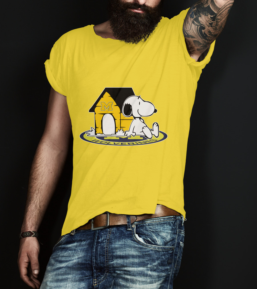 Michigan Wolverines Snoopy Doghouse Fan Now And Forever T-Shirt