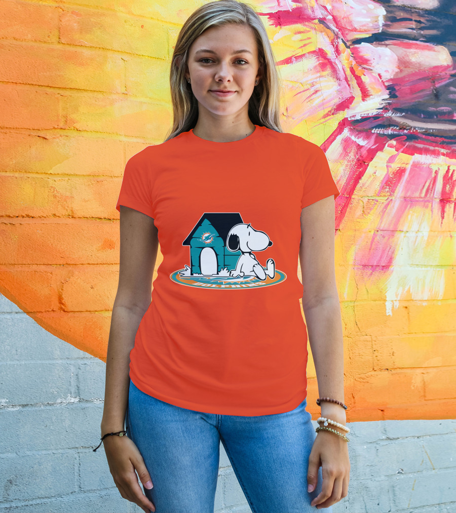 Miami Dolphins Fan Forever With Snoopy House T-Shirt