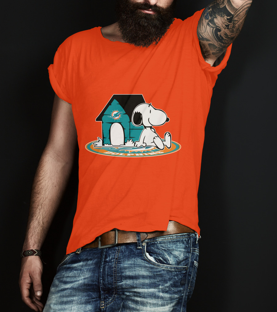Miami Dolphins Fan Forever With Snoopy House T-Shirt