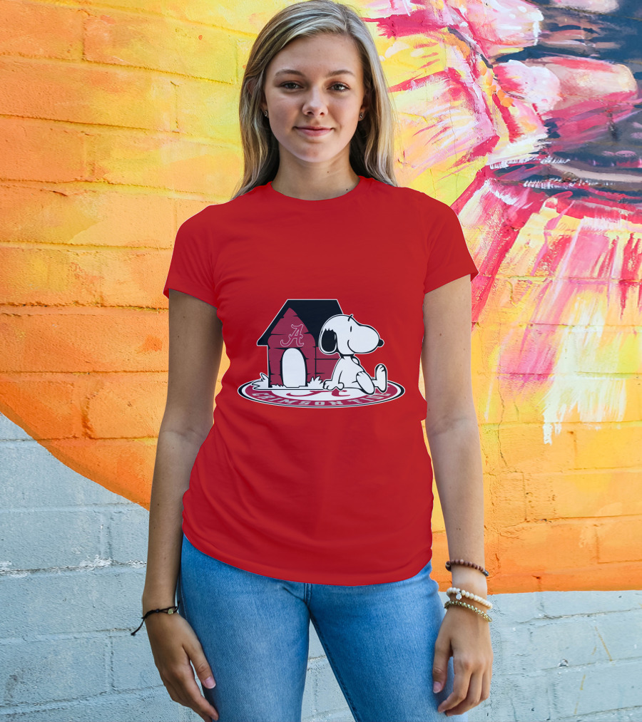 Crimson Tide Snoopy At Alabama Doghouse Fan Forever T-Shirt