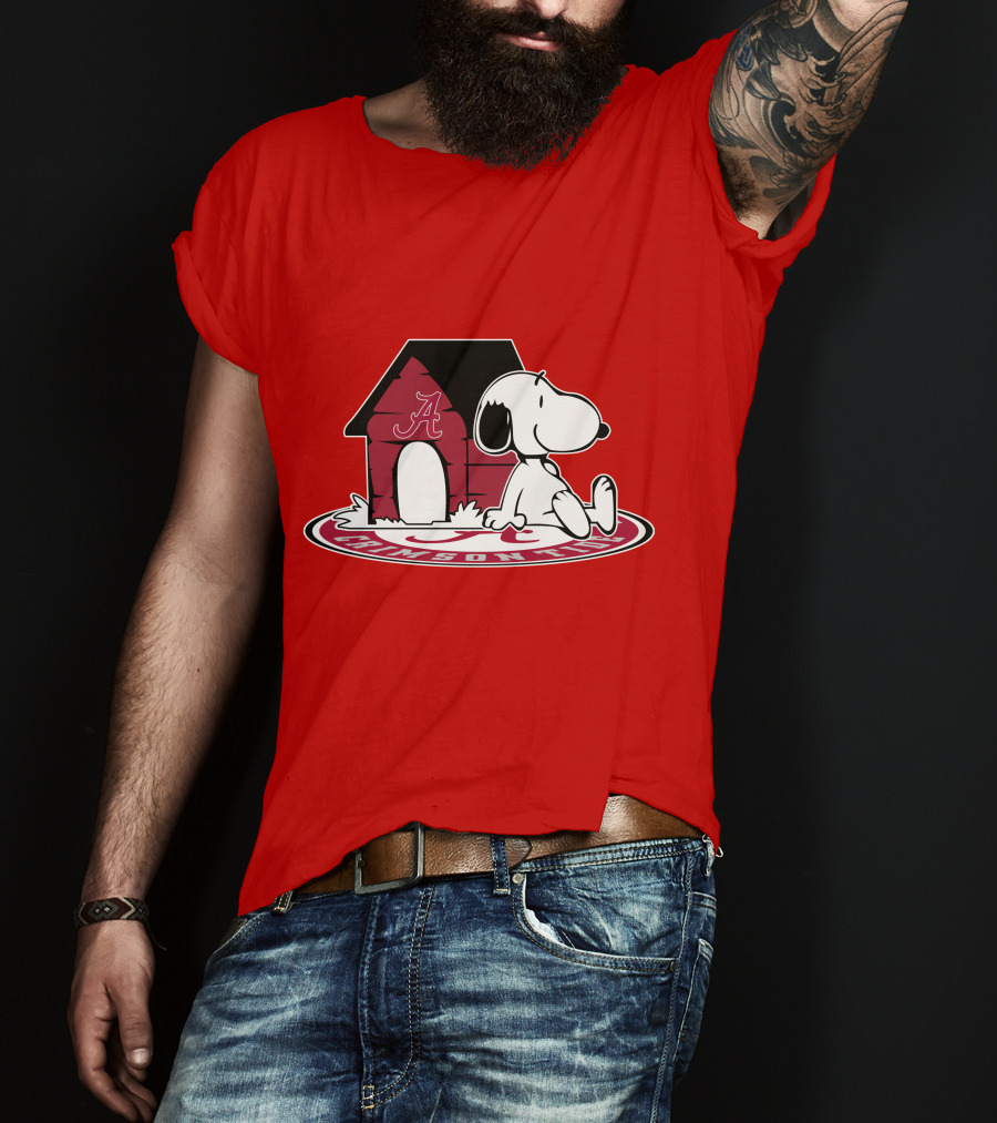 Crimson Tide Snoopy At Alabama Doghouse Fan Forever T-Shirt