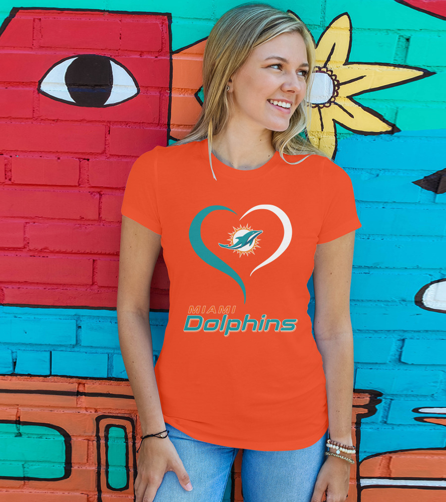 Miami Dolphins Heart T-Shirt