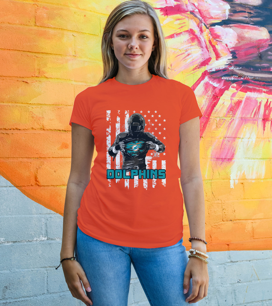 Dolphins Superhero Unveiling Miami Pride Flag T-Shirt