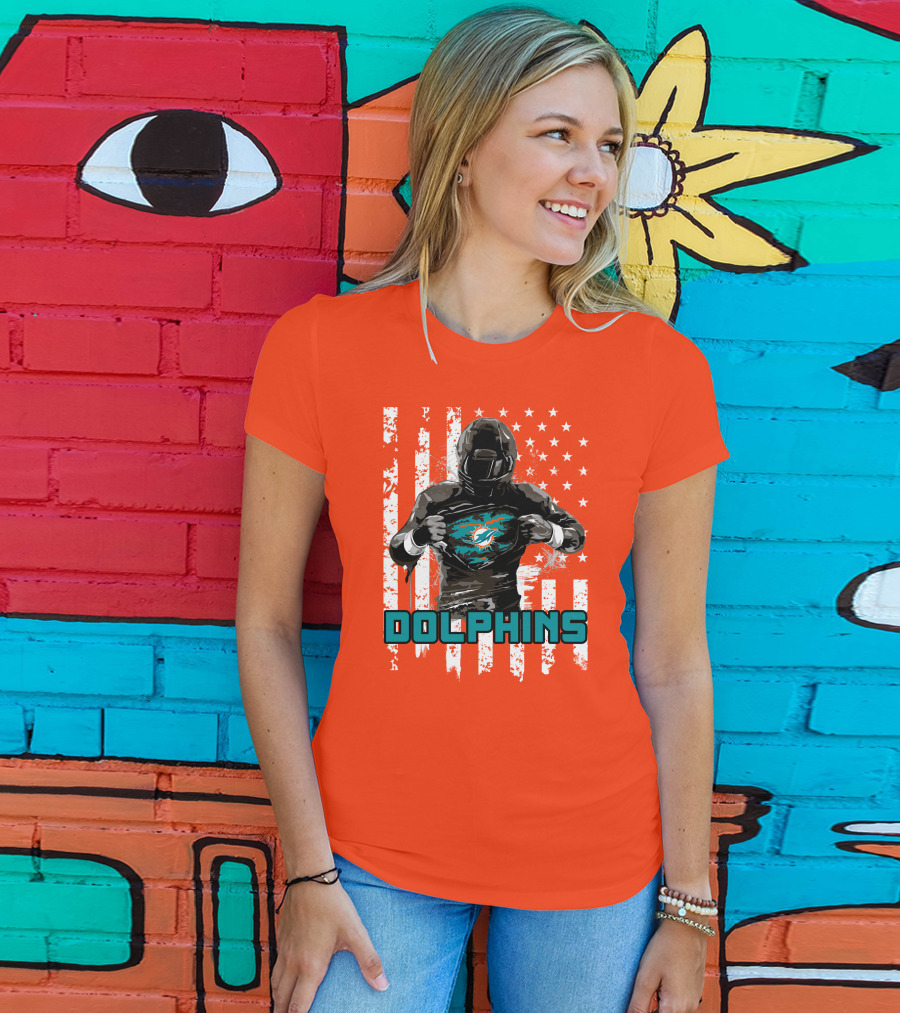 Dolphins Superhero Unveiling Miami Pride Flag T-Shirt
