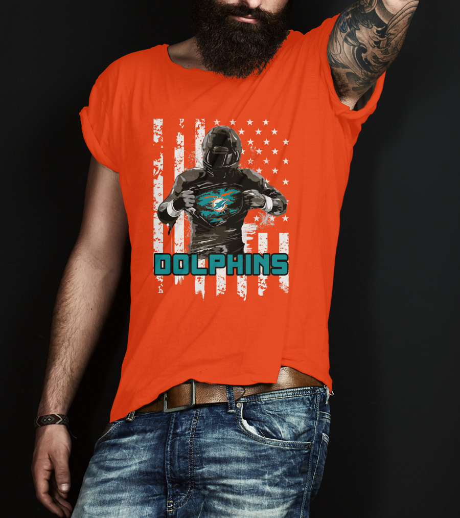 Dolphins Superhero Unveiling Miami Pride Flag T-Shirt