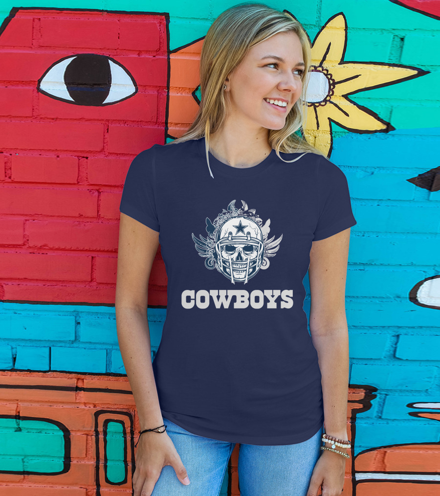 Cowboys Skull Helmet Star Wings T-Shirt