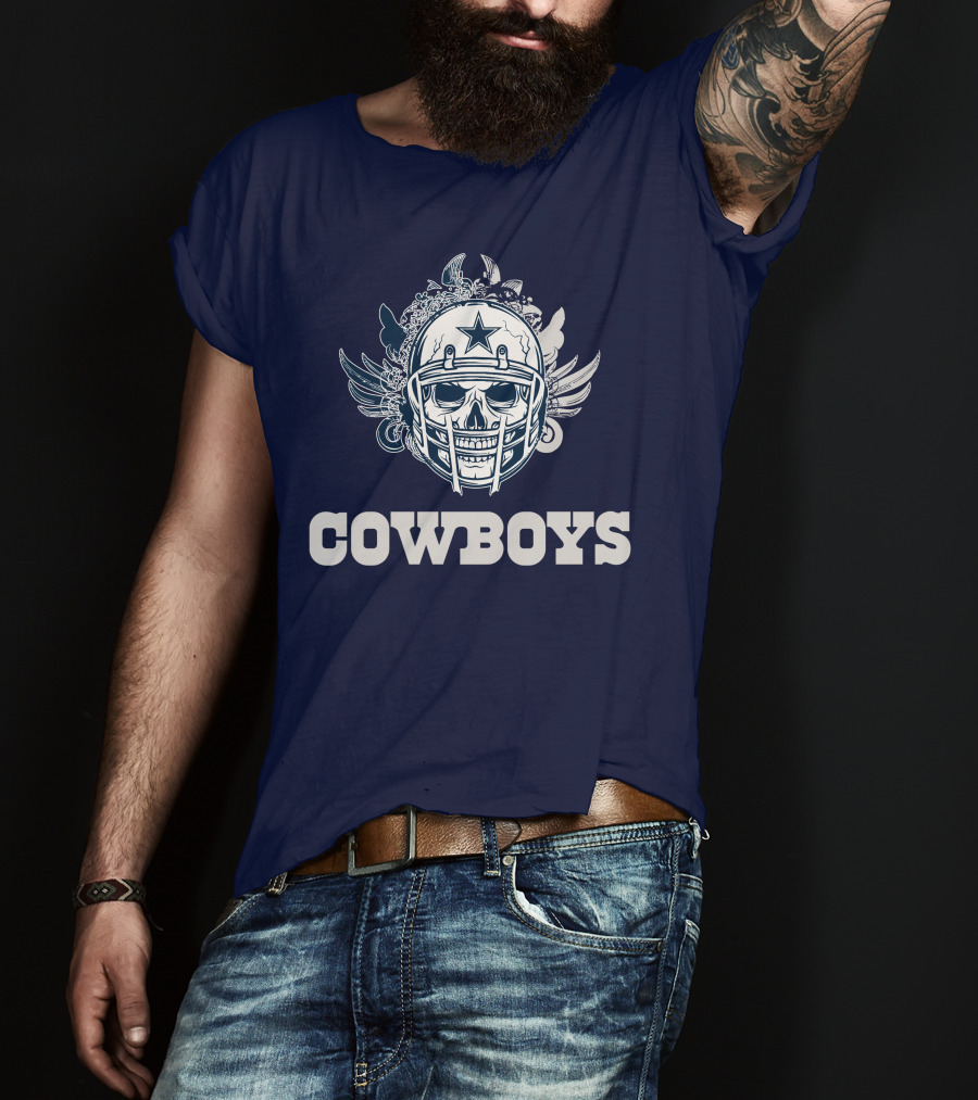 Cowboys Skull Helmet Star Wings T-Shirt
