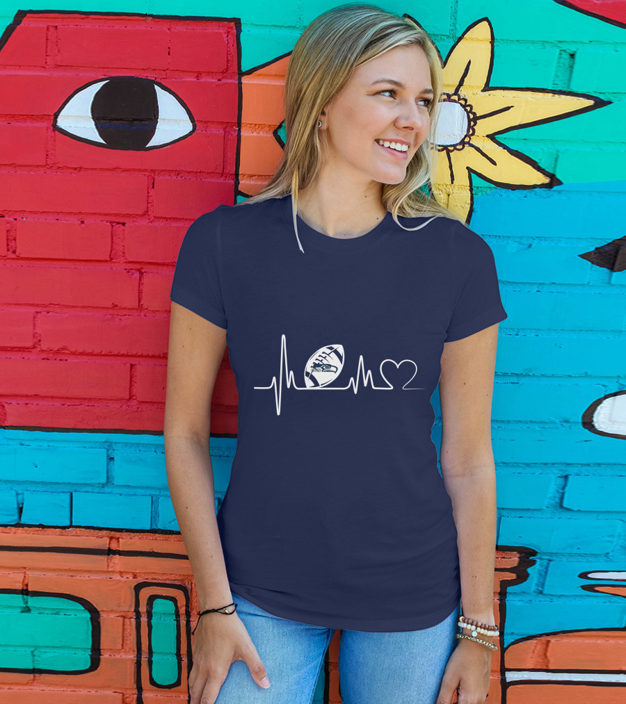 Seattle Seahawks Heartbeat Football T-Shirt