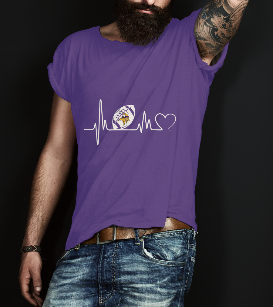 Minnesota Vikings Heartbeat Football And Love T-Shirt