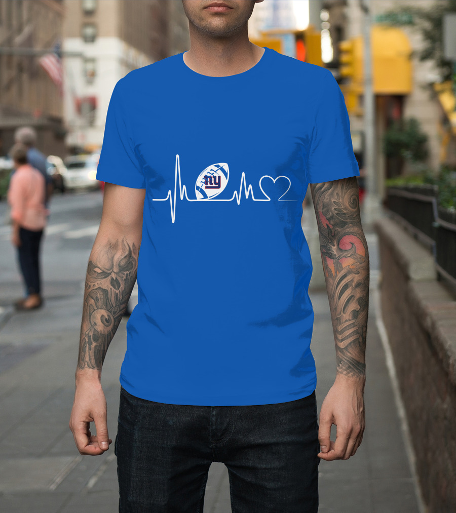 New York Giants Heartbeat Football T-Shirt