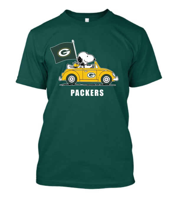 Green Bay Packers Snoopy Driving Car T-Shirt