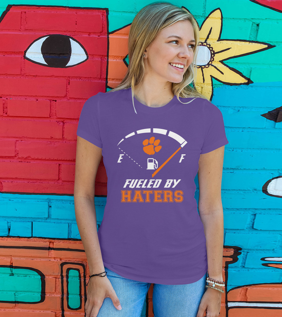 Clemson Tigers Fueled By Haters Gas Gauge Paw T-Shirt