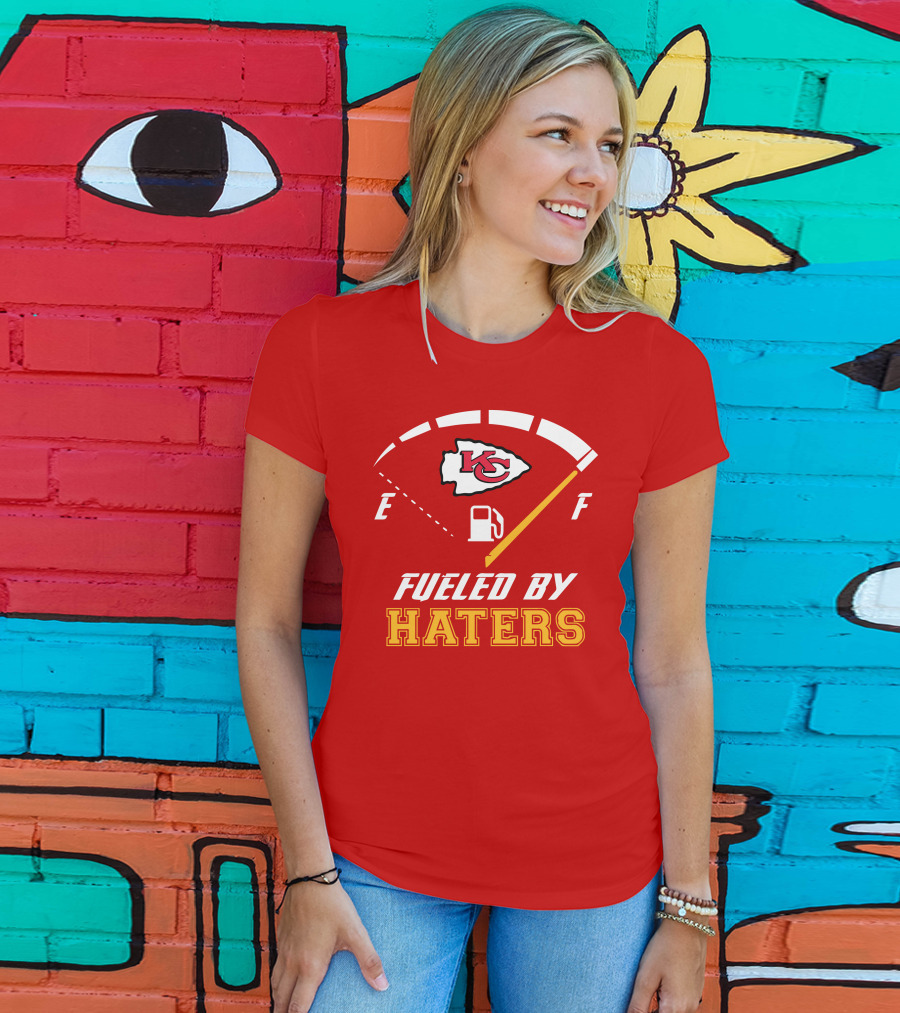 Kansas City Chiefs KC Logo Fueled By Haters Fuel Gauge T-Shirt