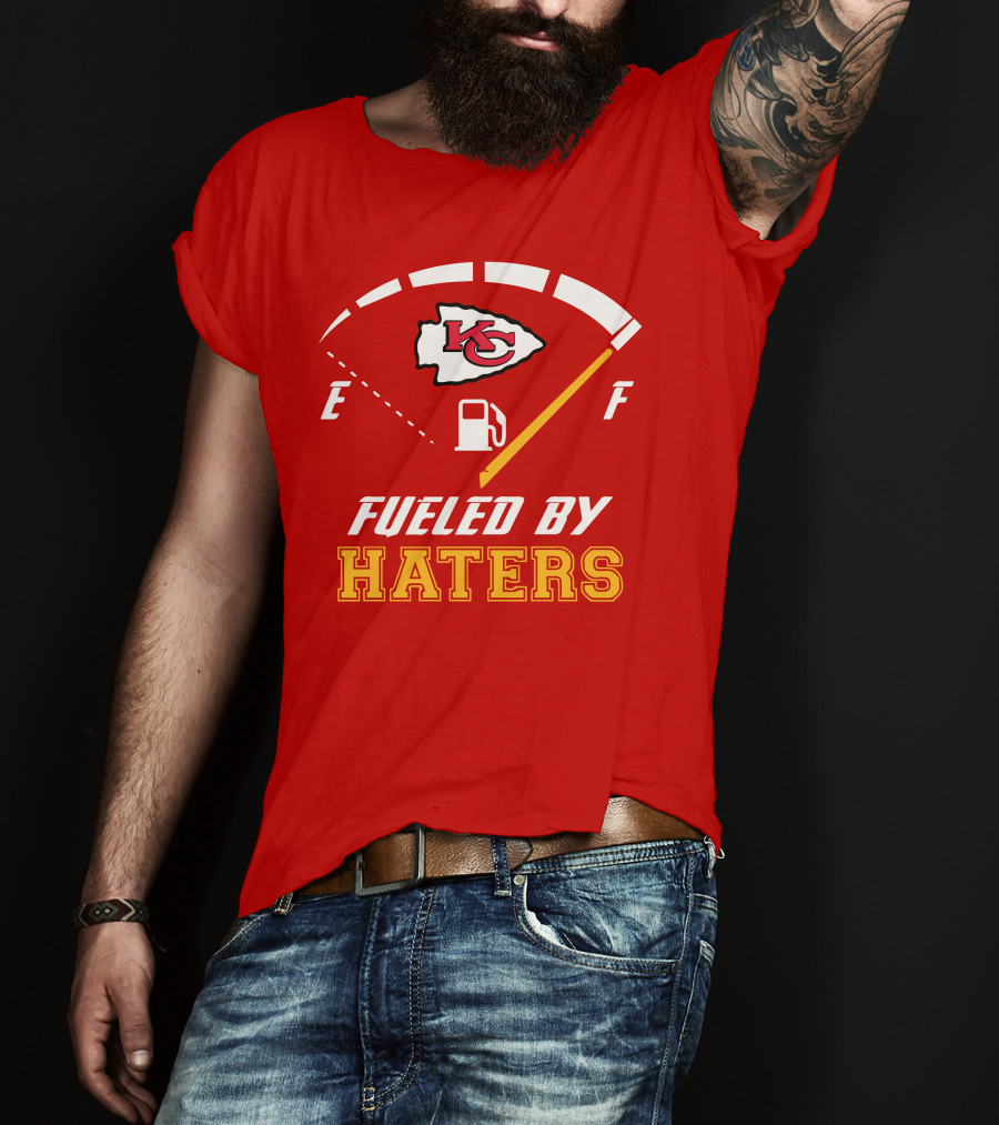 Kansas City Chiefs KC Logo Fueled By Haters Fuel Gauge T-Shirt