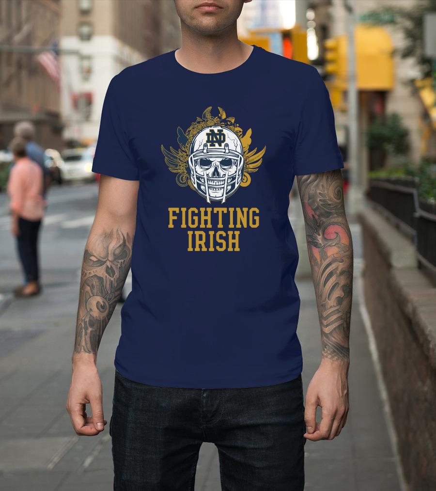 Notre Dame Fighting Irish Skull Helmet Emblem T-Shirt