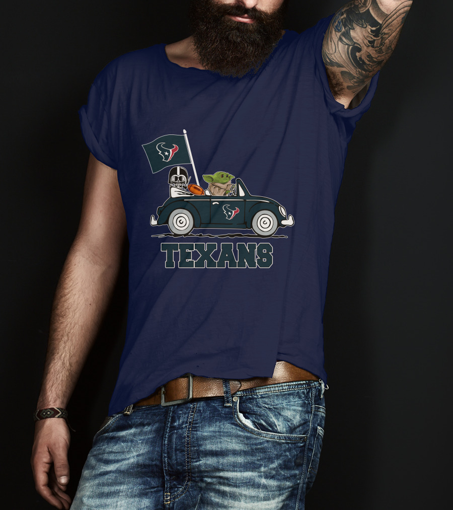 Houston Texans Baby Yoda And Darth Vader Car Adventure Star Wars T-Shirt