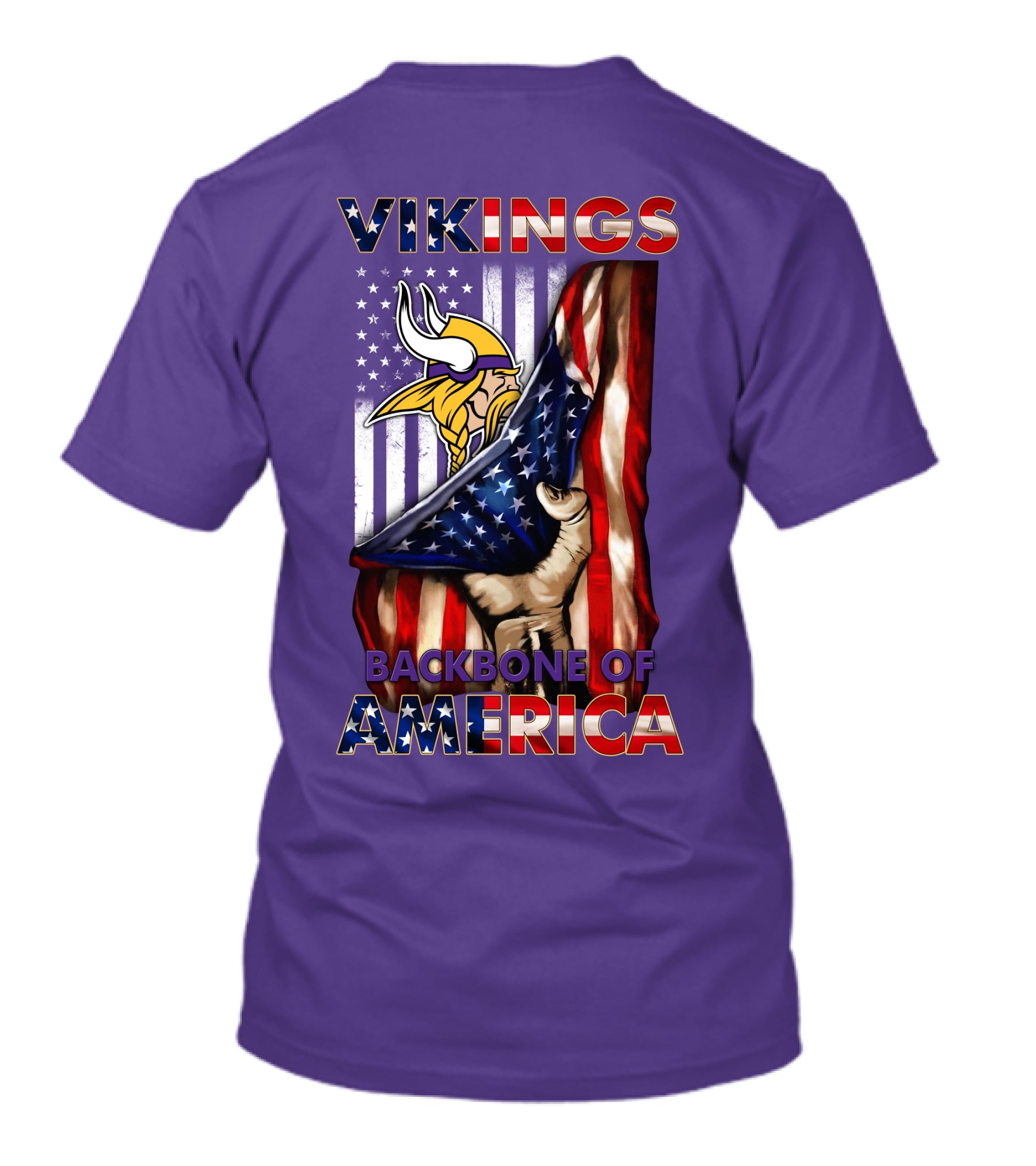 Vikings Backbone Of America Flag And Helmet T-Shirt