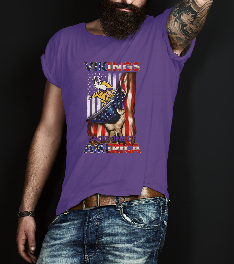 Vikings Backbone Of America Flag And Helmet T-Shirt