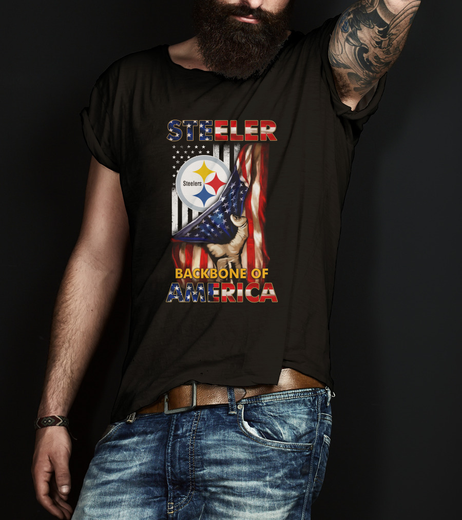 Steelers Backbone Of America American Flag Football Fan Pride T-Shirt