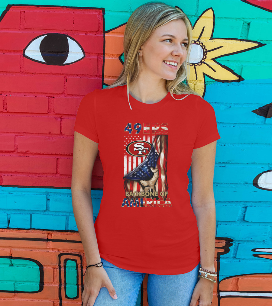 49ers Sf American Flag Backbone Of America T-Shirt