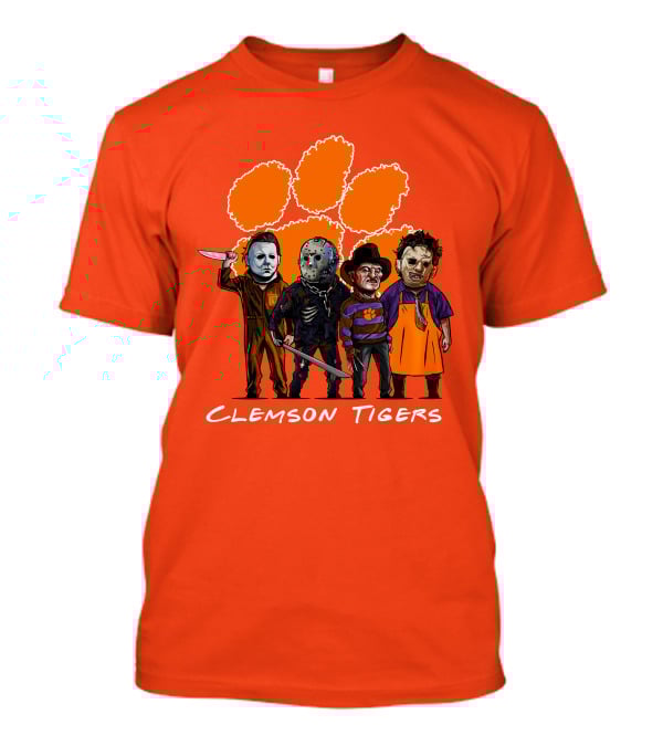 Clemson Tigers Halloween Slasher Squad Horror Characters T-Shirt