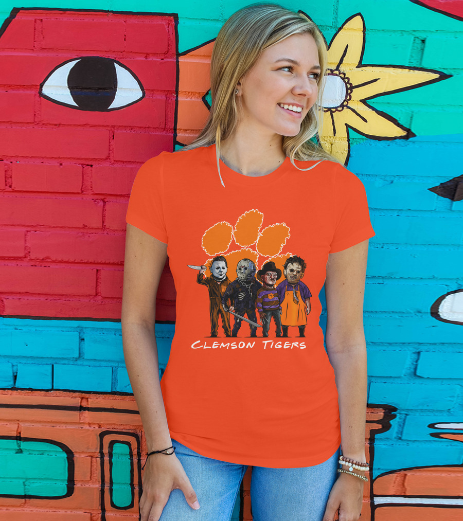 Clemson Tigers Halloween Slasher Squad Horror Characters T-Shirt