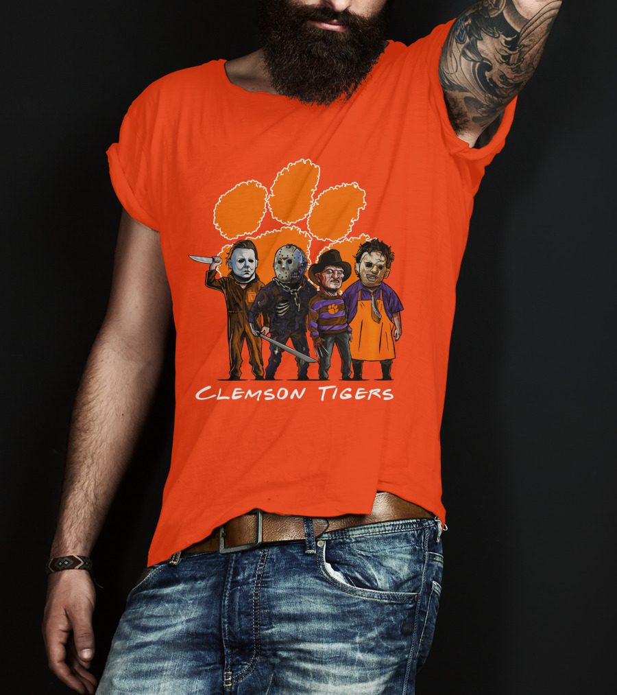 Clemson Tigers Halloween Slasher Squad Horror Characters T-Shirt