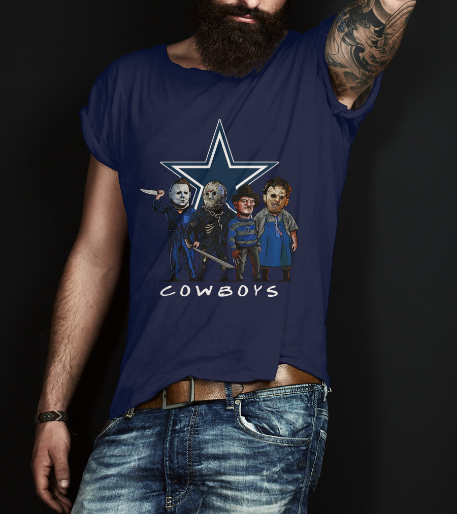 Dallas Cowboys Halloween Slasher Squad Iconic Horror Characters T-Shirt