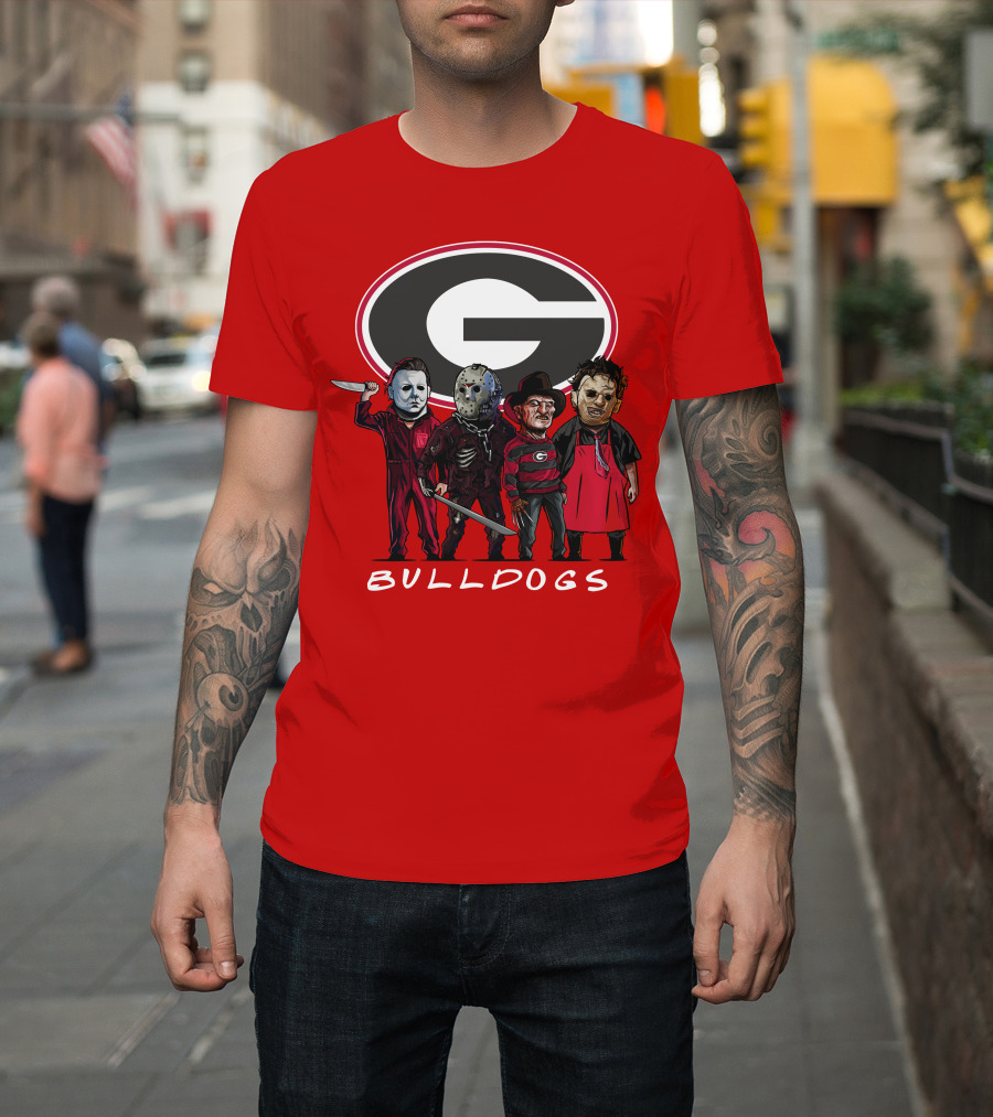 Georgia Bulldogs Halloween Slasher Movie Characters Team T-Shirt