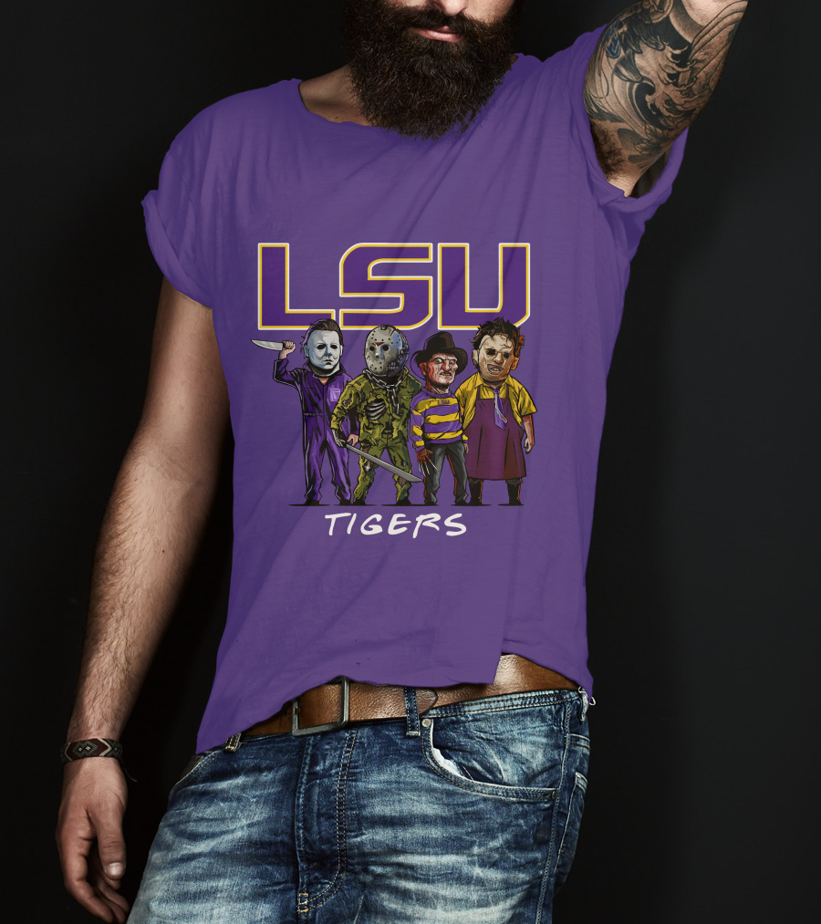 LSU Tigers Halloween The Slasher Squad Teams Horror Characters T-Shirt