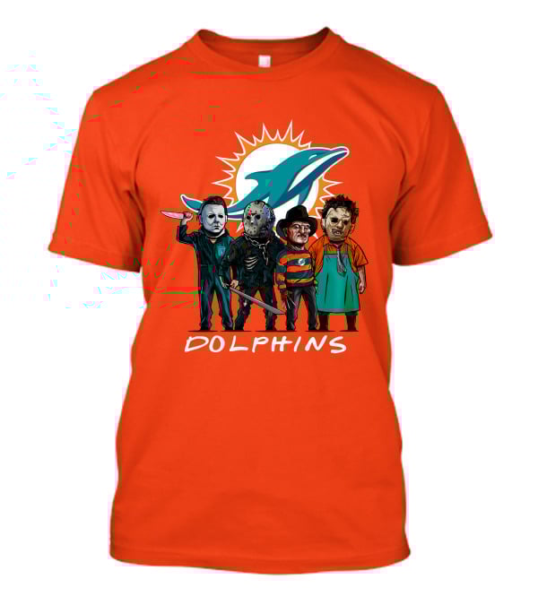 Miami Dolphins Halloween The Slasher Squad Teams Horror Characters T-Shirt