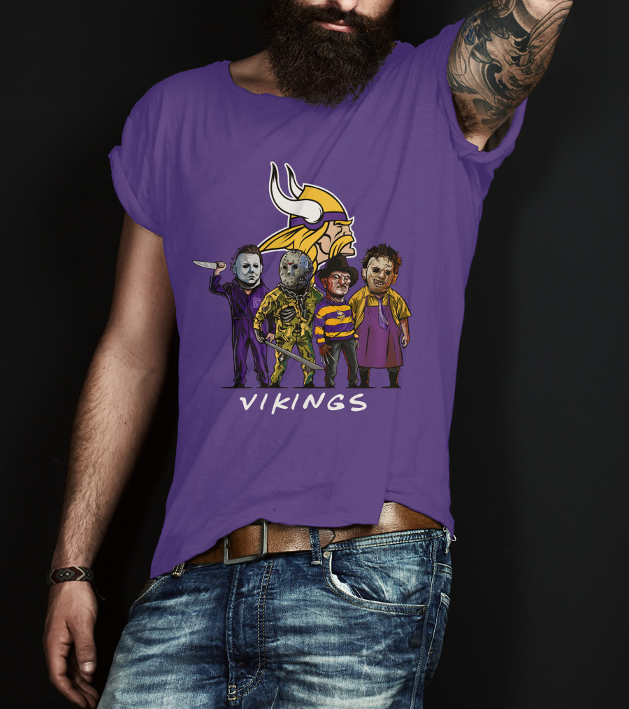 Minnesota Vikings Halloween Horror Icons Team Squad T-Shirt
