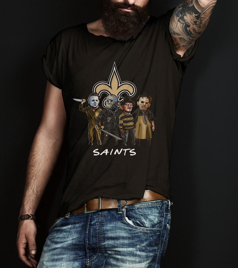 New Orleans Saints Halloween Slasher Squad Character Mashup T-Shirt