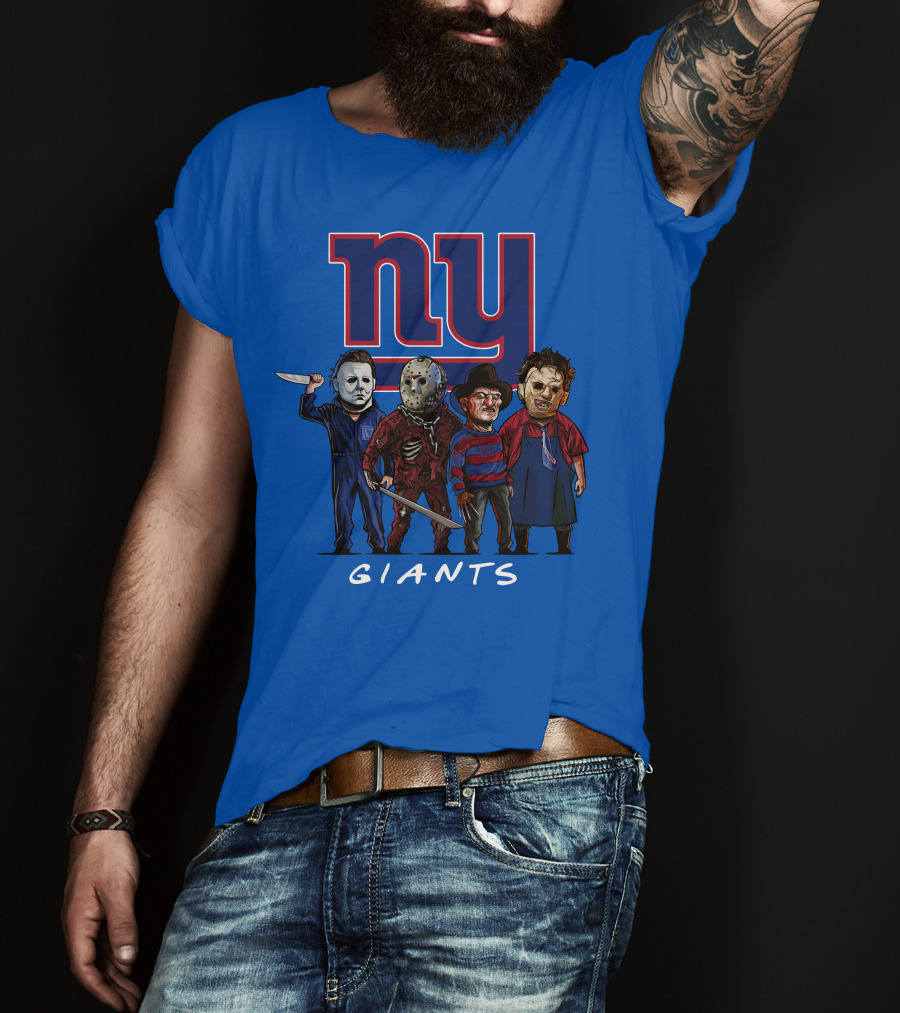New York Giants Halloween Slasher Squad With Iconic Horror Characters T-Shirt
