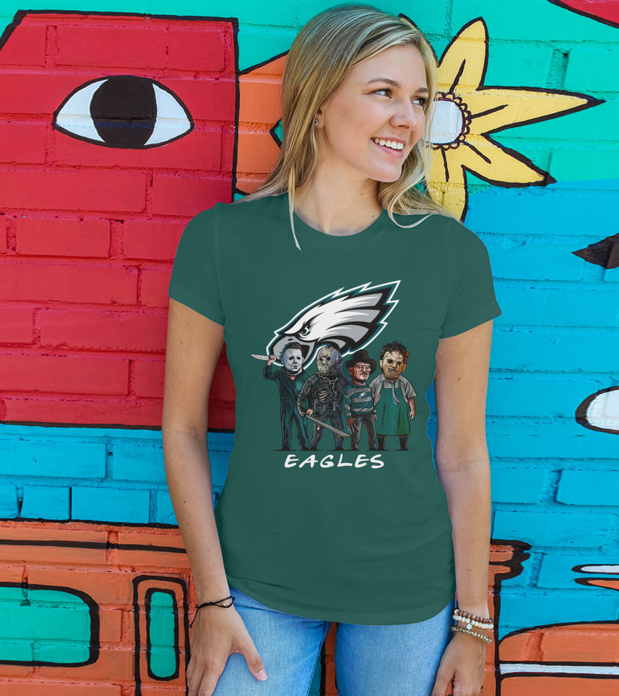 Philadelphia Eagles Halloween The Slasher Squad Horror Team Characters T-Shirt