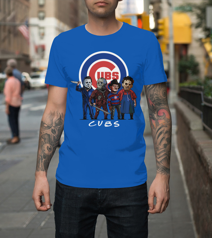 Chicago Cubs Halloween Slasher Squad Featuring Iconic Horror Characters T-Shirt