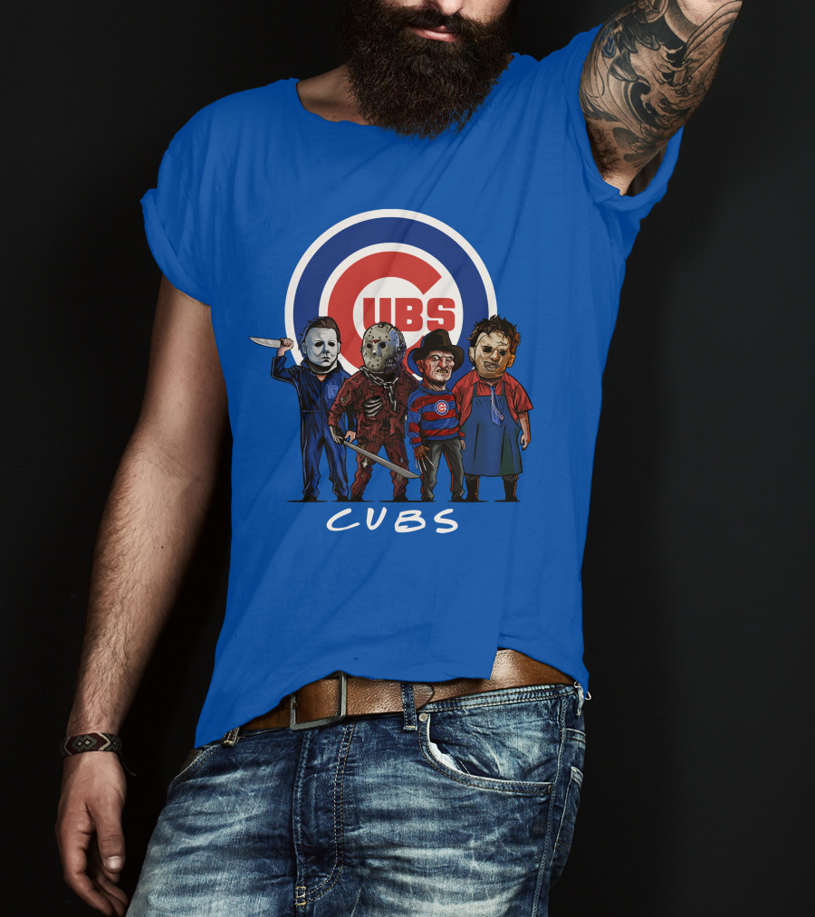 Chicago Cubs Halloween Slasher Squad Featuring Iconic Horror Characters T-Shirt