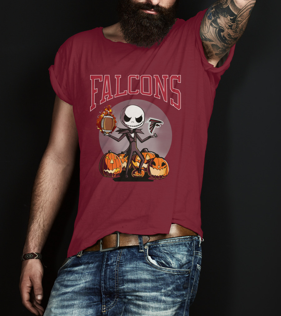 Falcons Halloween Jack Skellington Atlanta Football Pumpkin T-Shirt