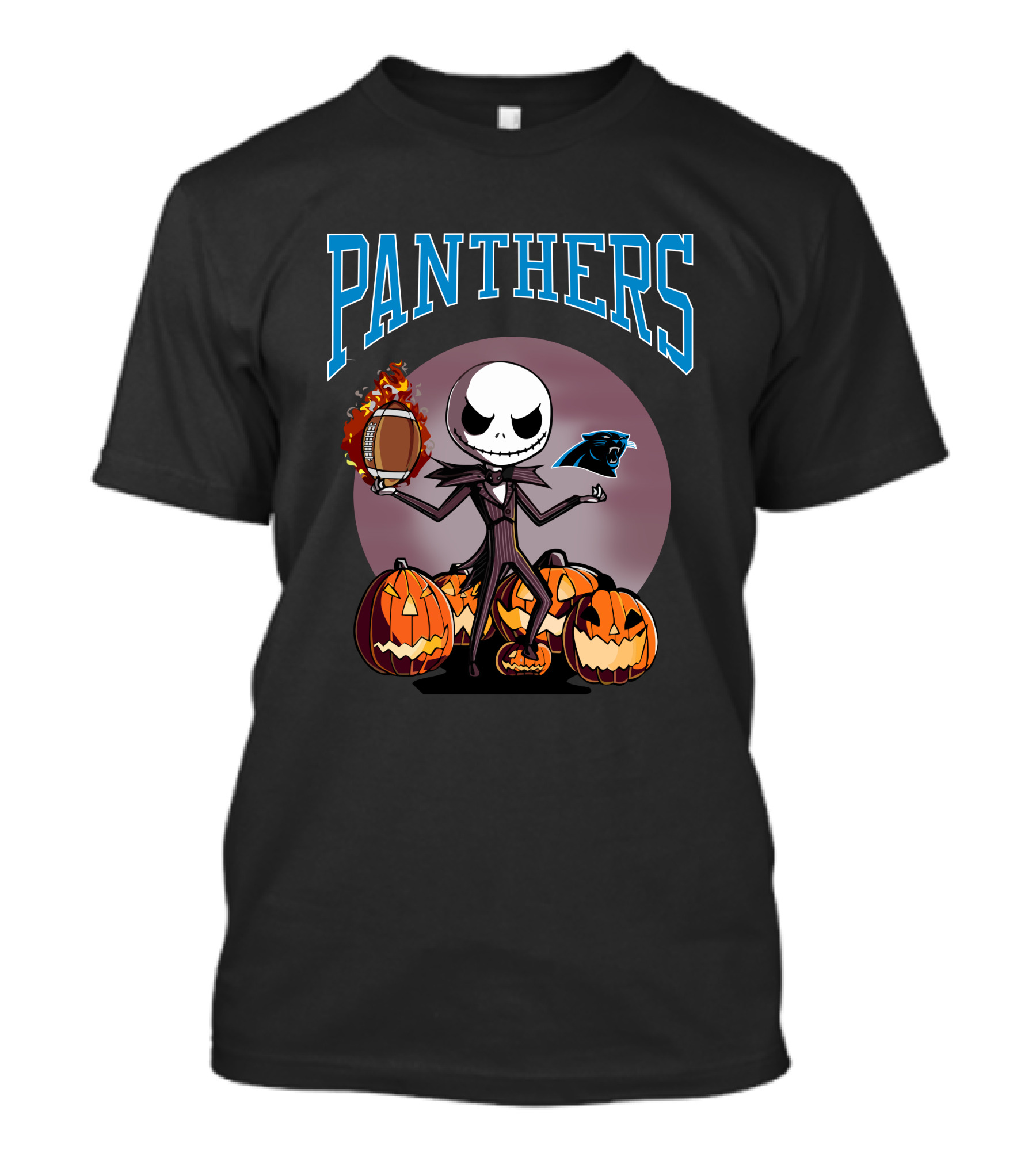 Panthers Jack Skellington Halloween Pumpkins Football T-Shirt