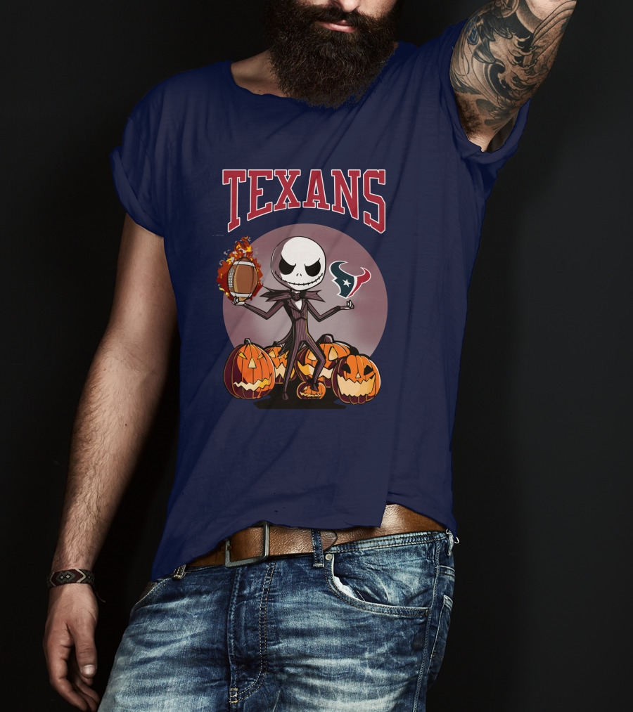 Texans Halloween Jack Skellington Football Pumpkins T-Shirt