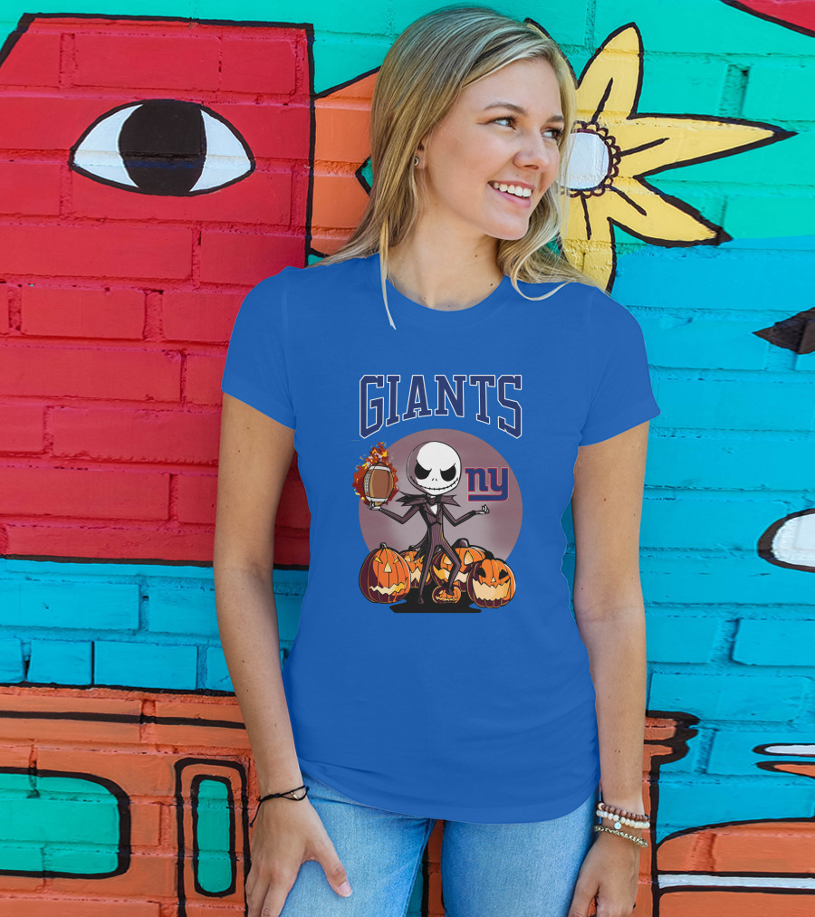 Giants NY Jack Skellington Pumpkin Halloween T-Shirt