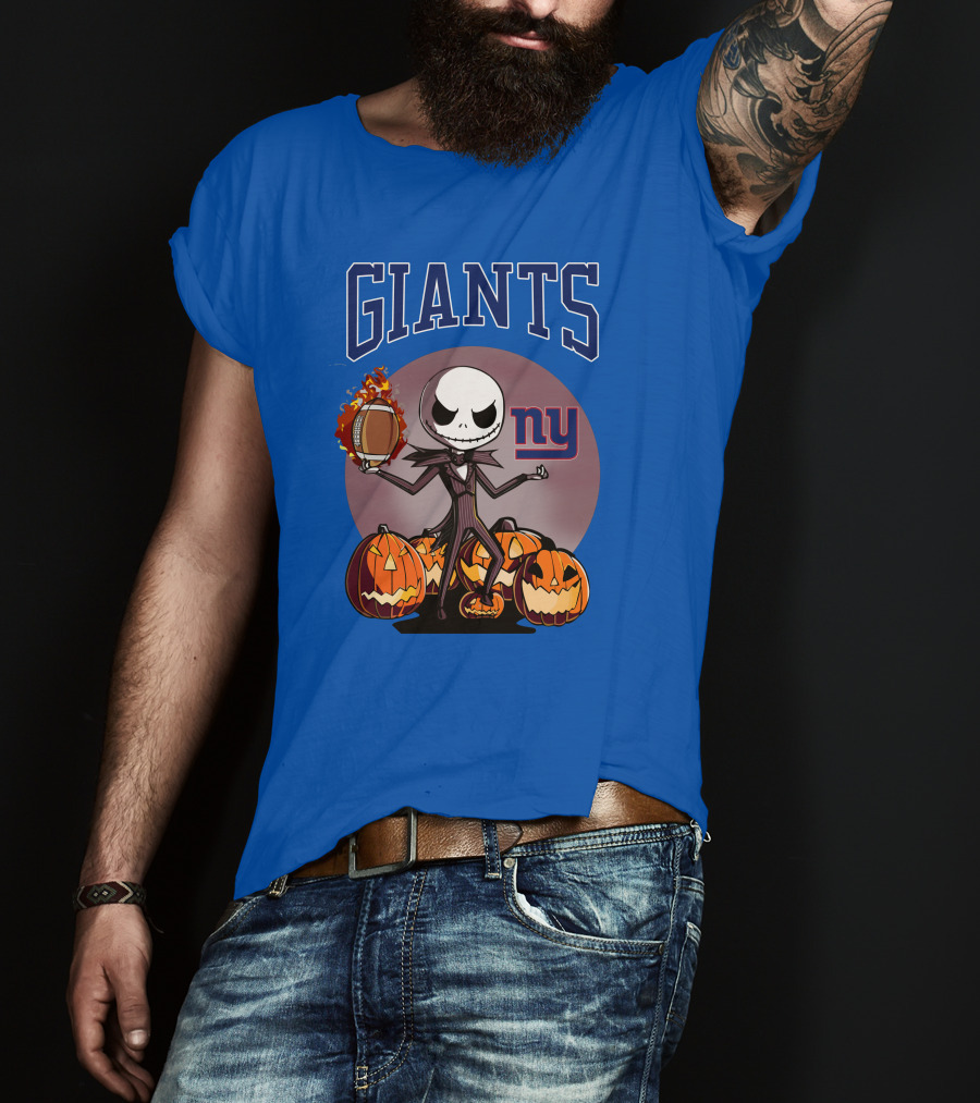 Giants NY Jack Skellington Pumpkin Halloween T-Shirt