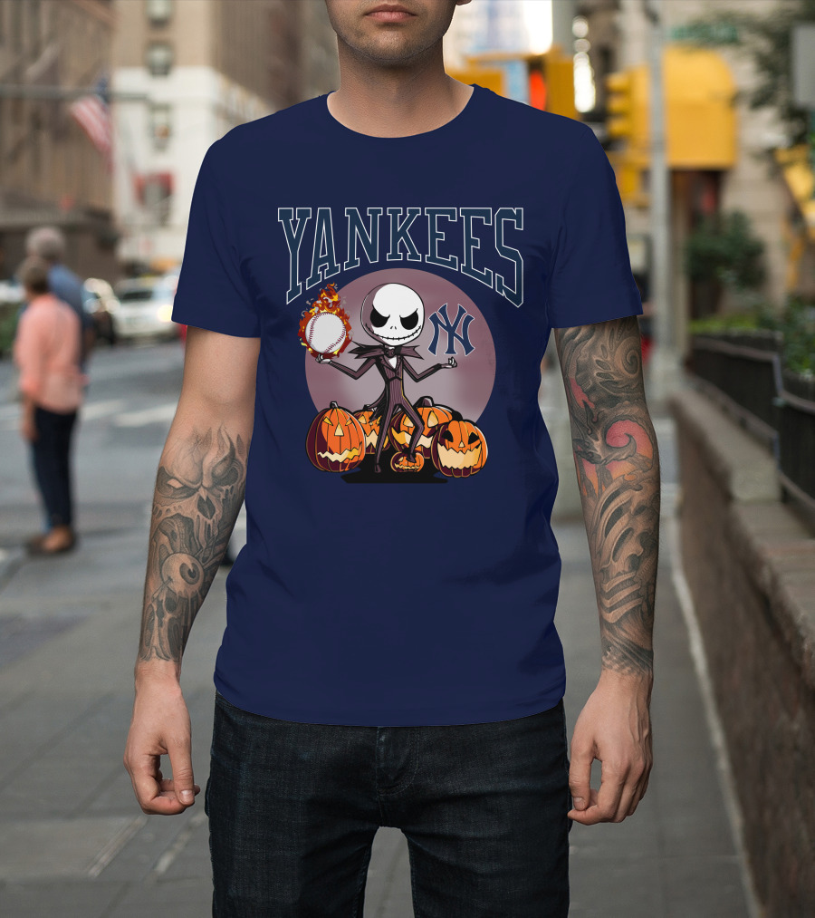 Yankees Jack Skellington Halloween Baseball Pumpkins T-Shirt