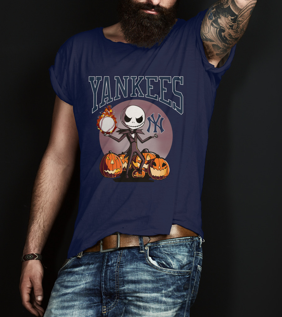 Yankees Jack Skellington Halloween Baseball Pumpkins T-Shirt