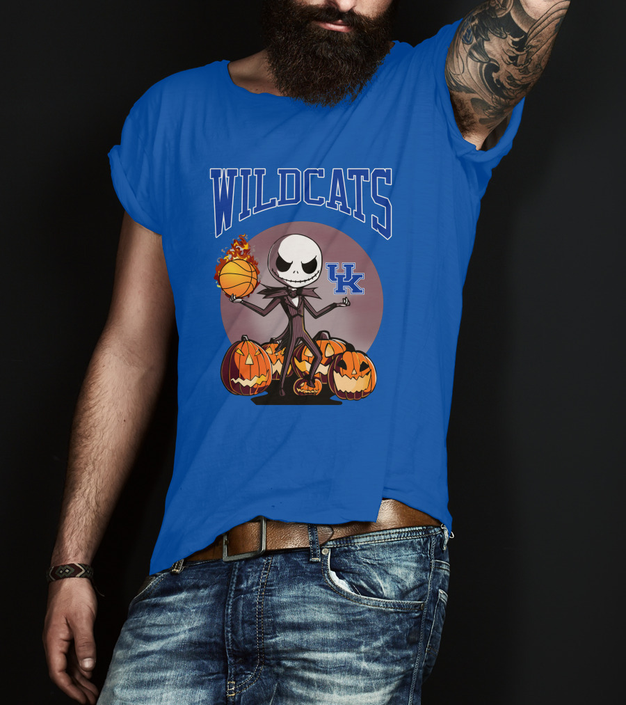 Wildcats UK Jack Skellington Halloween Basketball Pumpkins T-Shirt