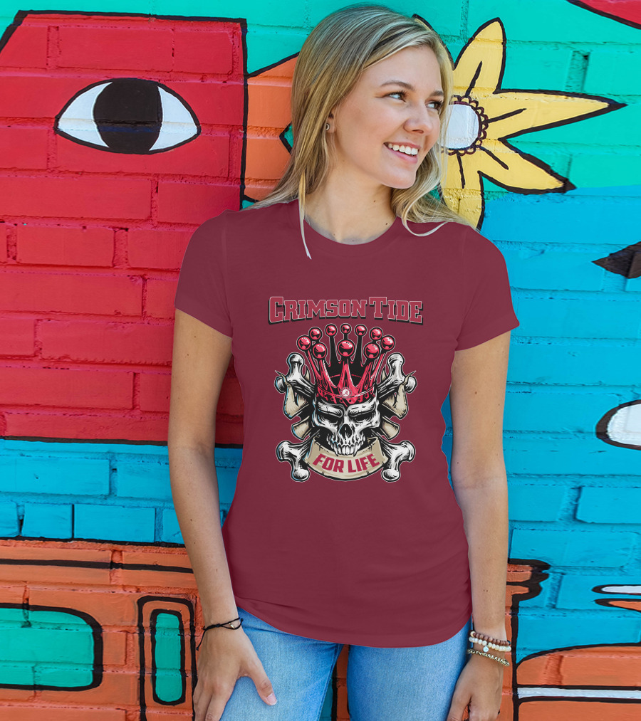 Crimson Tide Skull King For Life T-Shirt