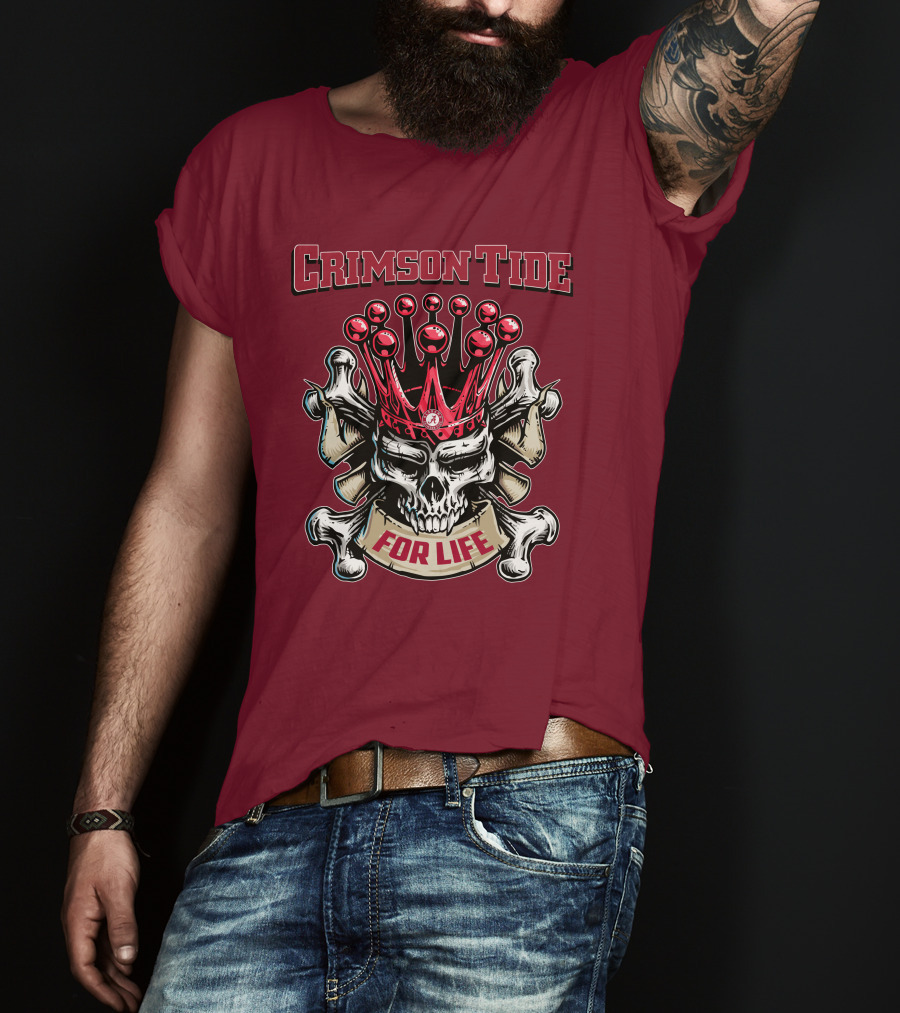 Crimson Tide Skull King For Life T-Shirt