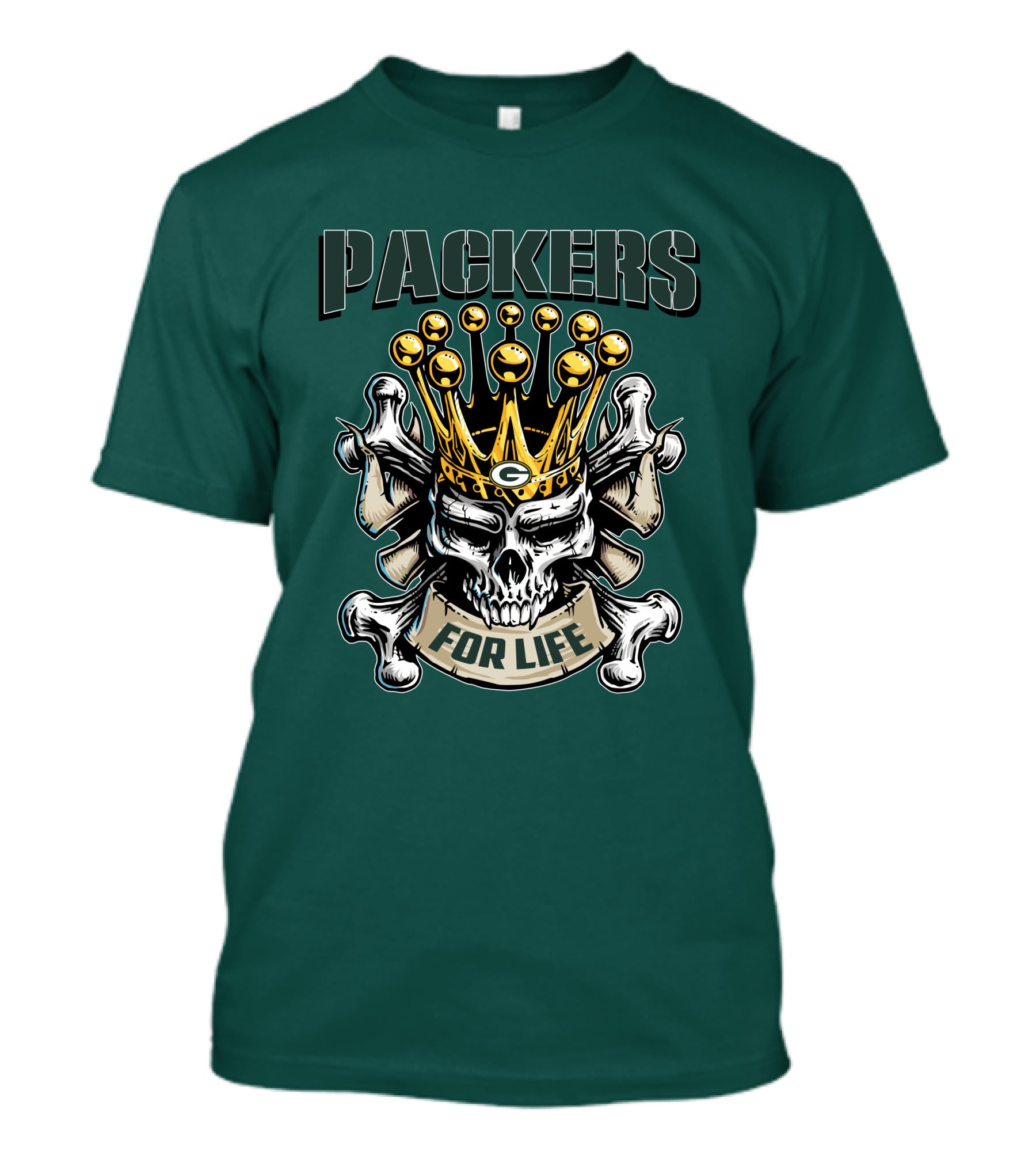 Packers Skull King Crown For Life T-Shirt
