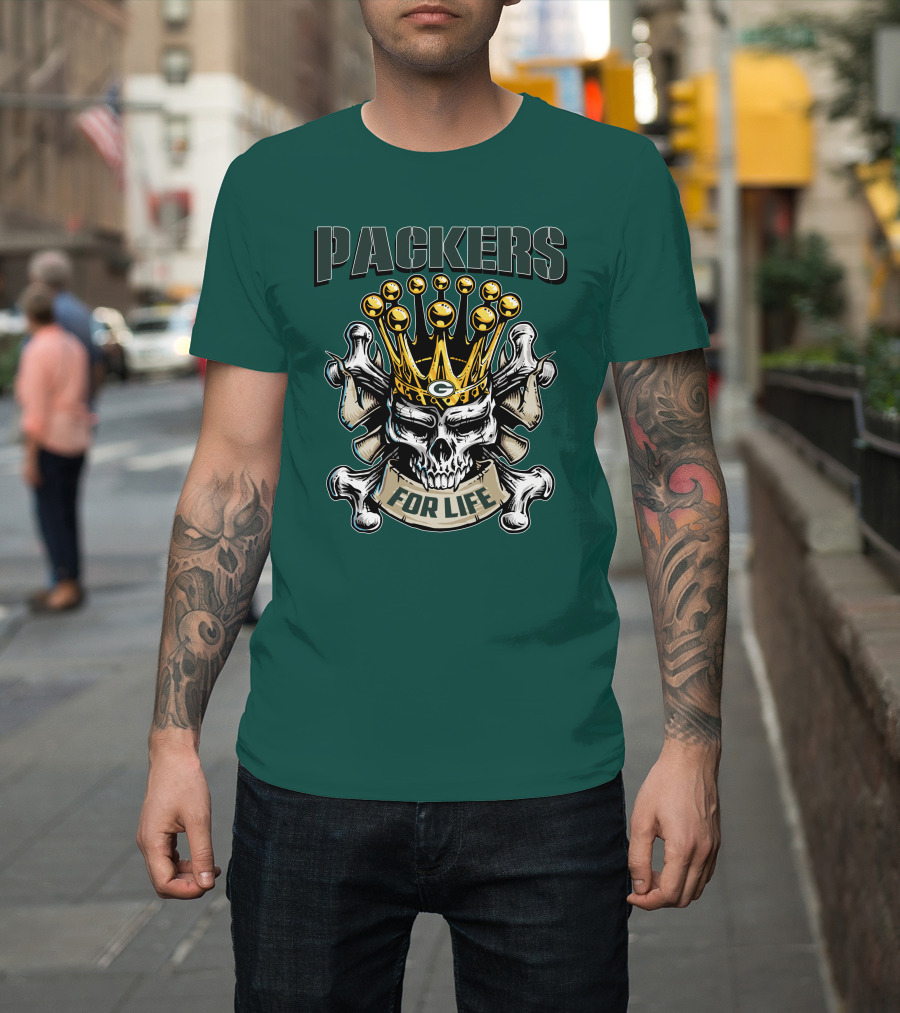Packers Skull King Crown For Life T-Shirt